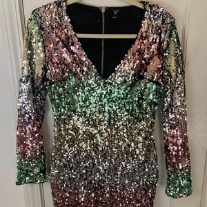 Long Sleeve Sequin Windsor Dress